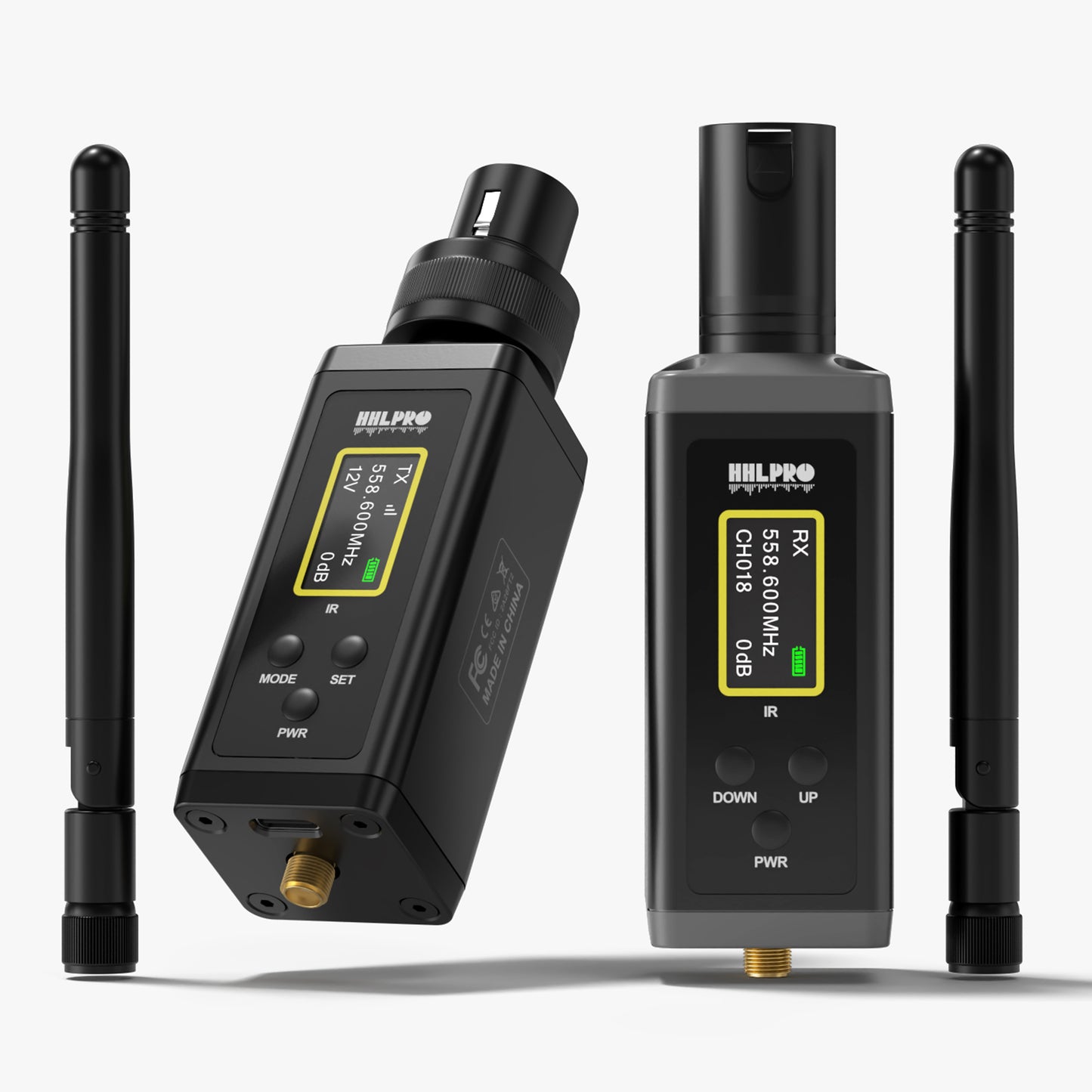 UHF Wireless XLR Transmitter and Receiver with Dual Antennas, 470ft Range, Auto Channel Scanning, Plug-on Wireless Mic Adapter for Audio Mixer, Sound Field Test, Acoustic Measurement, F30